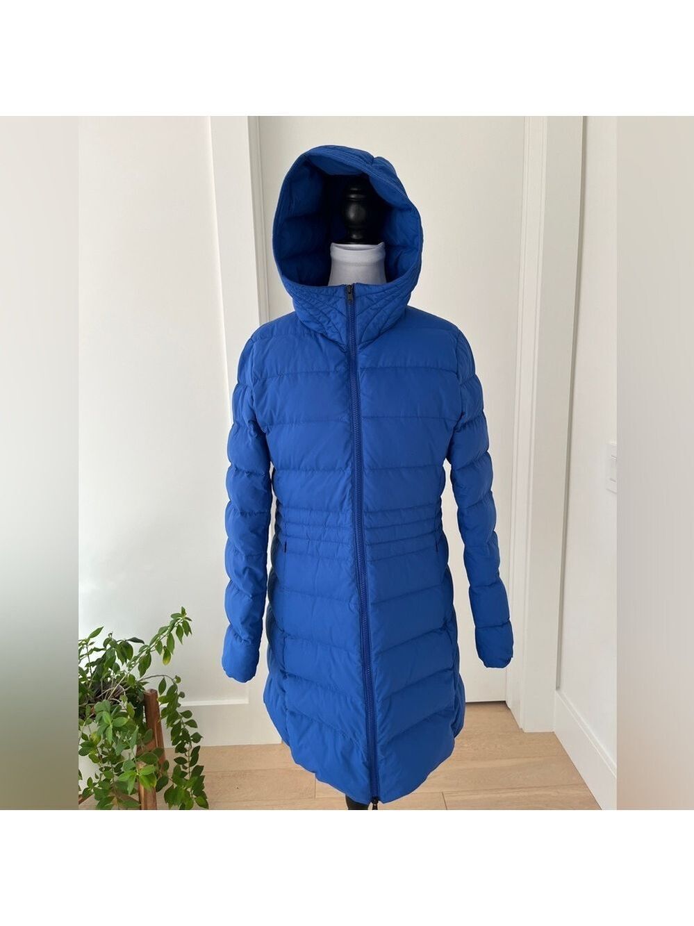 MPG Down Fill Puffer Coat 650 Fill Power Longer Length Hood Winter Zip Pockets